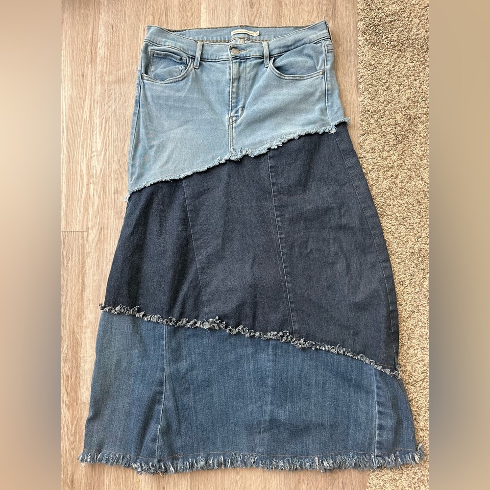 Patchwork Denim Skirt